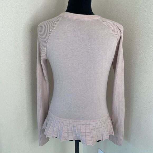 Tory Burch Margaret peplum dusty pink silk cashmere sweater - Picture 4 of 10